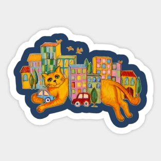 Catzilla Takes a Break Sticker